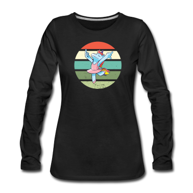 Einhörner Langarmshirt - Vintage Retro Einhorn Sonnenuntergang