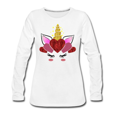 Einhörner Langarmshirt - Valentinstag Einhorn Geschenk für Mädchen & Frauen