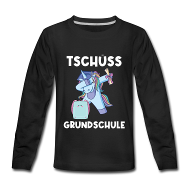 Einhörner Langarmshirt - Tschüss Grundschule Dabbing Einhorn