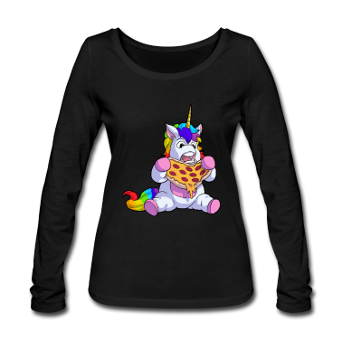 Einhörner Langarmshirt - Einhorn Einhörner Unicorn Pizza