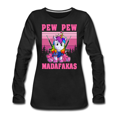 Einhörner Langarmshirt - Pew Pew Madafakas Einhorn Gamer Gaming