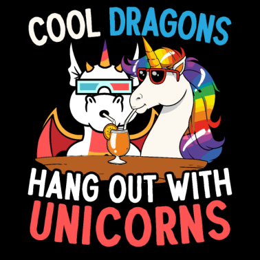 Motiv Coole Drachen Hängen Mit Einhörnern Ab