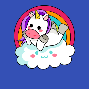 Motiv Einhörn Mädchen Regenbogen Wolke