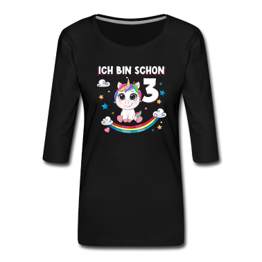 Einhörner Langarmshirt - Ich bin schon 3 Jahre alt Geburtstag Kind Einhorn