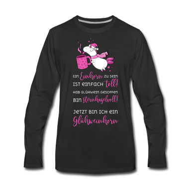 Einhörner Langarmshirt - Einhorn Glühweinhorn sternhagelvoll toll Spruch pk