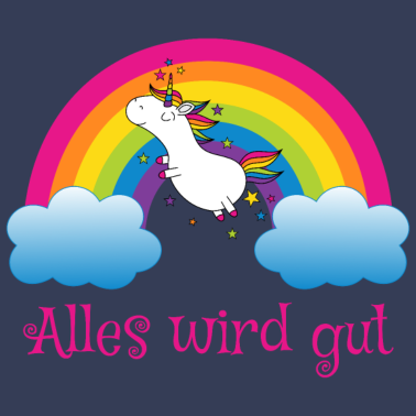 Motiv Regenbogen Einhorn Spruch Alles wird gut