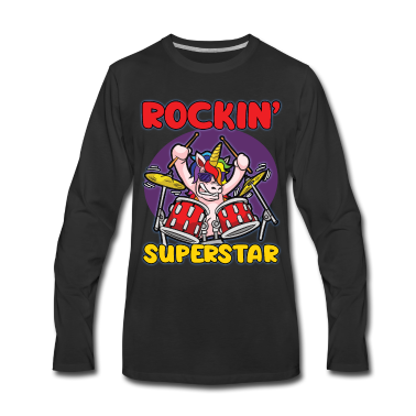 Einhörner Langarmshirt - ROCKIN SUPERSTAR Rocker Einhorn Schlagzeuger Humor