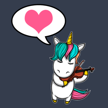 Motiv Unicorn Einhorn spielt Geige, seine große Liebe