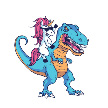 Motiv Cooles Einhorn reitet auf Trex