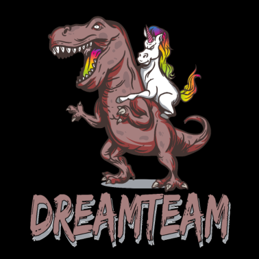 Motiv Einhorn Reiten Dinosaurier Team
