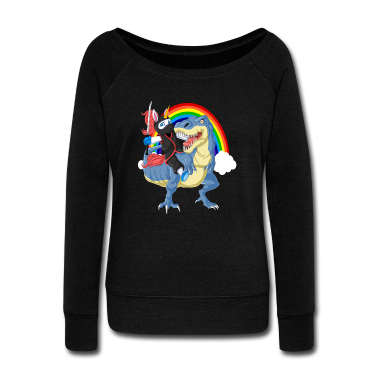 Einhörner Langarmshirt - Ninja Einhorn Reiten Dinosaurier