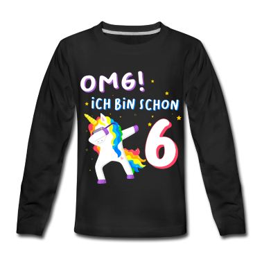 Einhörner Langarmshirt - Kinder 6. Geburtstag Einhorn Geschenk Mädchen