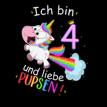 Motiv 4. Geburtstag Einhorn ich liebe pupsen
