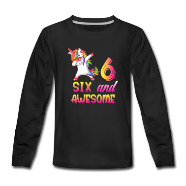 Einhörner Langarmshirt - 6. Geburtstag, Einhorn 6 Jahre altes Mädchen Geschenk