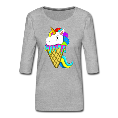 Einhörner Langarmshirt - Einhorn mit Waffel Eiscream