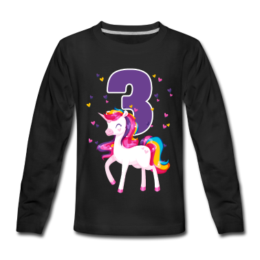 Einhörner Langarmshirt - 3. Geburtstag Mädchen Einhorn 3 Jahre Geschenk