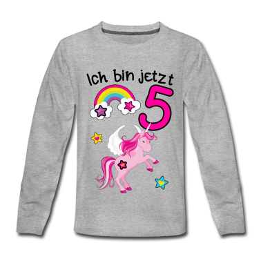 Einhörner Langarmshirt - Ich bin jetzt 5 Einhorn zum Geburtstag