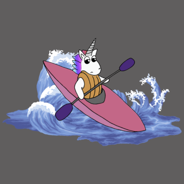 Motiv Einhorn paddelt in Rosa Wildwasser Kayak Boot