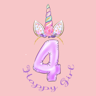 Motiv Happy Birthday Unicorn Girl (4 Jahre)