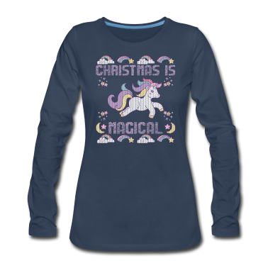 Einhörner Langarmshirt - Weihnachten ist Magisch Einhorn Ugly Sweater