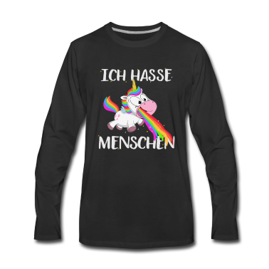 Einhörner Langarmshirt - Ich hasse Menschen kotzendes Einhorn Geschenk