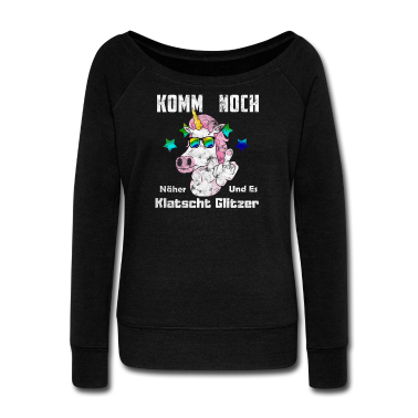 Einhörner Langarmshirt - Es Klatscht Glitzer Mittelfinger
