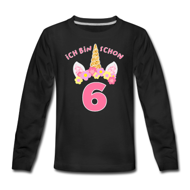 Einhörner Langarmshirt - Kinder Einhorn ich bin schon 6 Jahre 6. Geburtstag