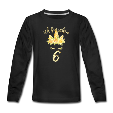 Einhörner Langarmshirt - ich bin schon 6 Geburtstag Einhorn 6 Jahre Mädchen
