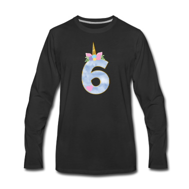 Einhörner Langarmshirt - 6 Jahre Einhorn Zahl 6.Geburtstag Mädchen Geschenk