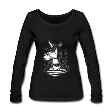 Einhörner Langarmshirt - Emo Gothic Einhorn mythisch schwarz