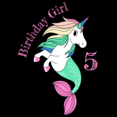 Motiv Birthday Girl 5 Jahre Meerjungfrau Einhorn