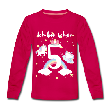 Einhörner Langarmshirt - 5. Geburtstag Mädchen Einhorn Kind Geschenk