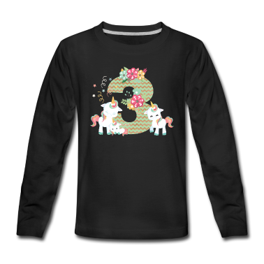 Einhörner Langarmshirt - 3. Geburtstag Zahl Einhörner Einhorn Kinder Baby 3