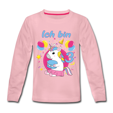 Einhörner Langarmshirt - Einhorn 3. Geburtstag
