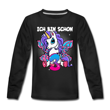 Einhörner Langarmshirt - Ich bin schon 3 Einhorn Geburtstag Pferd Geschenk