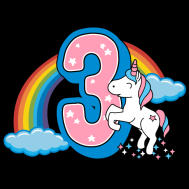 Motiv Drei Jahre 3. Geburtstag Einhorn Kindergarten