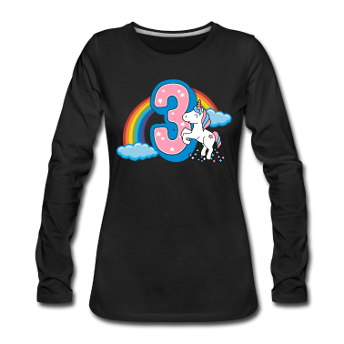 Einhörner Langarmshirt - Drei Jahre 3. Geburtstag Einhorn Kindergarten