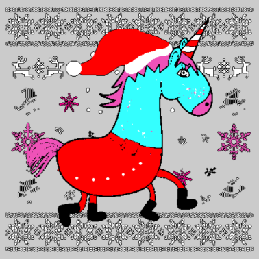 Motiv Einhorn merry christmas pixel