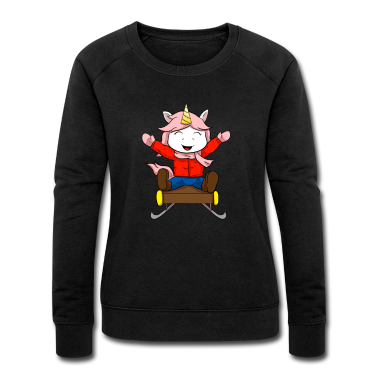 Einhörner Pullover - Winter Unicorn Schlitten Einhorn Rodeln