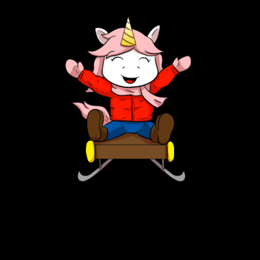 Motiv Winter Unicorn Schlitten Einhorn Rodeln