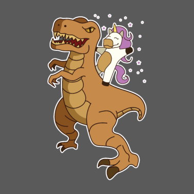 Motiv Einhorn reitet Dino Shirt