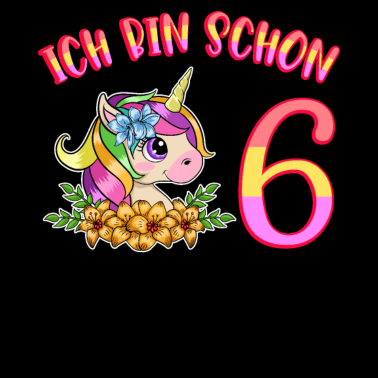 Motiv Mädchen Ich bin 6 Jahre alt Unicorn Girl