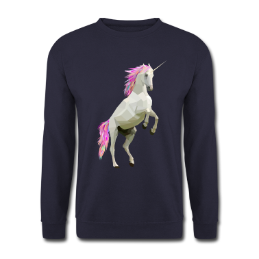 Einhörner Pullover - Einhorn bunt Polygon steigend Pferd Pony