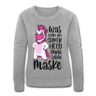 Einhörner Pullover - Einhorn Superheld Maske Mundschutz lustige Sprüche