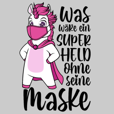 Motiv Einhorn Superheld Maske Mundschutz lustige Sprüche