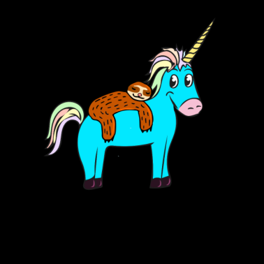 Motiv Einhorn und ein schlafendes Faultier