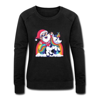 Einhörner Pullover - Weihnachtsmann auf einem Unicorn Einhorn lustig