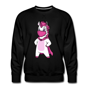 Einhörner Pullover - Einhorn mit Gesichtsmaske Superheld Maske Lustig