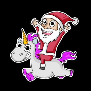 Motiv Santa unicorn - Weihnachtsmann auf einem Einhorn.