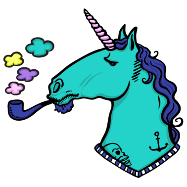 Motiv Einhorn + Pfeife + Tattoo